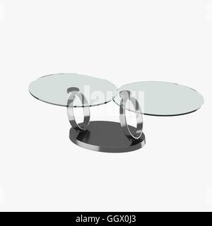 modern table in black chrome with glass tabletops Stock Photo