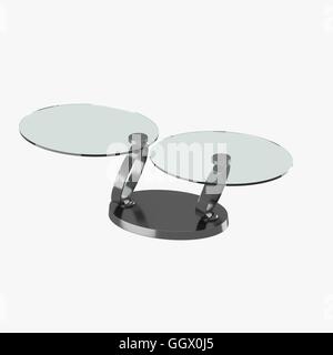 modern table in black chrome with glass tabletops Stock Photo