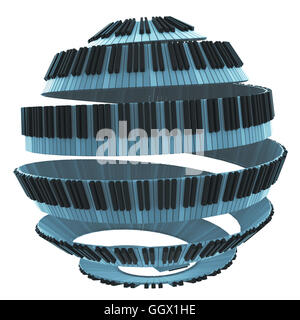 Spherical shaped piano keyboard design render 3d Stock Photo