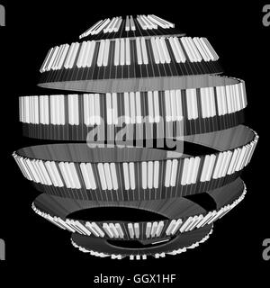 Spherical shaped piano keyboard design render 3d Stock Photo