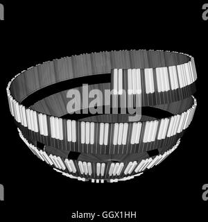 Spherical shaped piano keyboard design render 3d Stock Photo