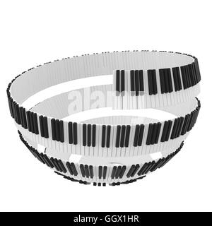 Spherical shaped piano keyboard design render 3d Stock Photo