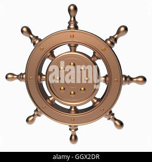 Ship wheel isolated on white background. 3D illustration Stock Photo ...
