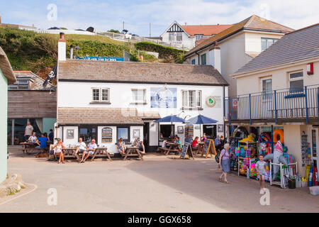 The Cove pub and the village post office at Hope Cove, Devon , England ...