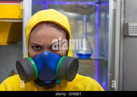 Woman working in chemical laboratory Stock Photo