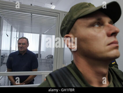 August 8, 2016 - Kyiv, Ukraine - Former head of the Party of Regions faction in parliament ALEKSANDR YEFREMOV is seen inside the courtroom cage during the appeal hearing in Kyiv, Ukraine, August 8, 2016 Ukrainian court continues the hearing of Yefremov's case on suspicion him of violation of Ukraine's territorial integrity by helping to create the Luhansk People's Republic and misappropriation of property. (Credit Image: © Sergii Kharchenko via ZUMA Wire) Stock Photo