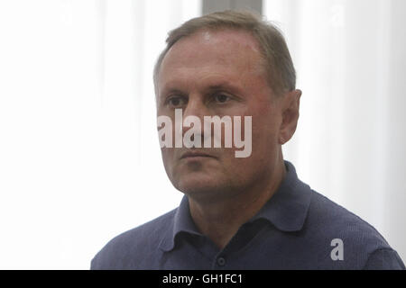 August 8, 2016 - Kyiv, Ukraine - Former head of the Party of Regions faction in parliament ALEKSANDR YEFREMOV is seen inside the courtroom cage during the appeal hearing in Kyiv, Ukraine, August 8, 2016 Ukrainian court continues the hearing of Yefremov's case on suspicion him of violation of Ukraine's territorial integrity by helping to create the Luhansk People's Republic and misappropriation of property. (Credit Image: © Sergii Kharchenko via ZUMA Wire) Stock Photo