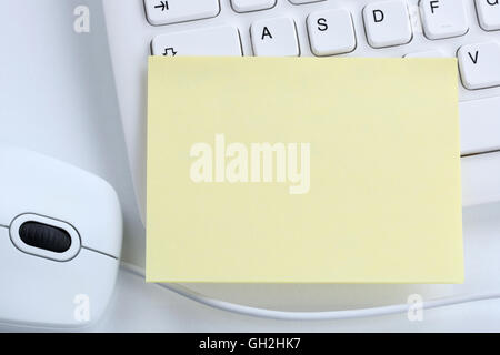 Empty blank notepaper note notes business concept copyspace copy space information message office computer keyboard Stock Photo