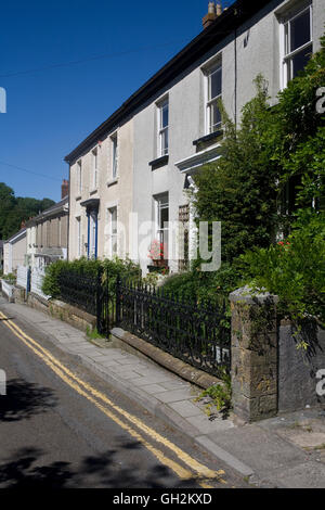 Terraced cottages in Llansteffan Stock Photo