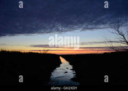 Winter sunset at the Kankakee Sands Preserve in northern Indiana. Stock Photo