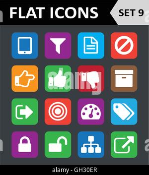 Universal Colorful Flat Icons. Set 9. Stock Vector