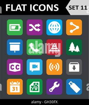 Universal Colorful Flat Icons. Set 11. Stock Vector