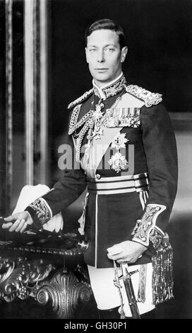 King George VI (1895-1952), who reigned from 1936 until his death in 1952. Photo from Matson Photo Service, between 1940 and 1946. Stock Photo