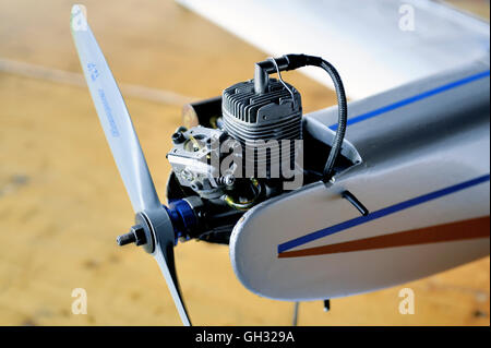 model airplanes presentation on the Mende airfield in the French department of Gard. Stock Photo