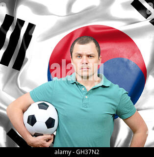 Proud football fan of South Korea Stock Photo