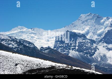 Ice texture at Amphu Gyabjen Peak, Khumbu Himal, Sagarmatha National Park, Nepal, Asia Stock Photo