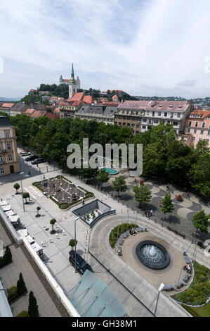 Skyline of the Bratislava Castle, spire of Saint Martin's Cathedral and Hviezdoslavovo námestie (Hviezdoslavovo Square), one of Stock Photo