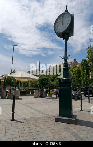 A large street clock in Hviezdoslavovo námestie (Hviezdoslavovo Square), one of the best-known squares in Bratislava, Slovakia. Stock Photo