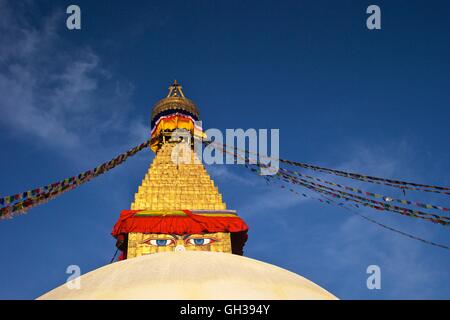 All seeing eyes of the Buddha, Boudhanath Stupa, Kathmandu, Nepal, Asia Stock Photo