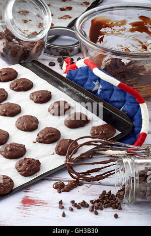 Dark chocolate cookies Stock Photo