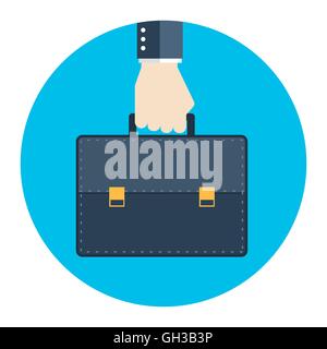 Portfolio Icon. Flat style illustration. Isolated in colored circle on white background. Stock Vector