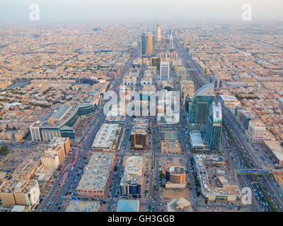 RIYADH - FEBRUARY 29: Aerial view of Riyadh downtown on February 29, 2016 in Riyadh, Saudi Arabia. Stock Photo