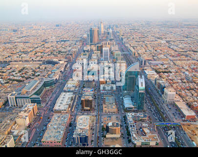 RIYADH - FEBRUARY 29: Aerial view of Riyadh downtown on February 29, 2016 in Riyadh, Saudi Arabia. Stock Photo