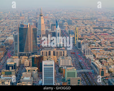 RIYADH - FEBRUARY 29: Aerial view of Riyadh downtown on February 29, 2016 in Riyadh, Saudi Arabia. Stock Photo