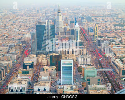 RIYADH - FEBRUARY 29: Aerial view of Riyadh downtown on February 29, 2016 in Riyadh, Saudi Arabia. Stock Photo