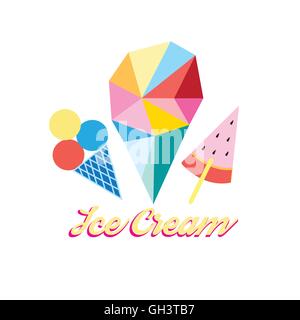 Graphical multi-colored ice-cream on a white backgroun Stock Vector