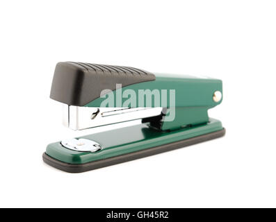 Metallic office stapler isolated on white background Stock Photo