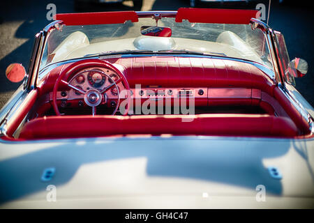 High Angle View of a 1957 Ford Thunderbird Convertible Interior Stock Photo