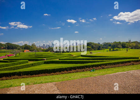CURITIBA ,BRAZIL - MAY 12, 2016: nice view of the skyline of the city from the gardens of the botanical park Stock Photo