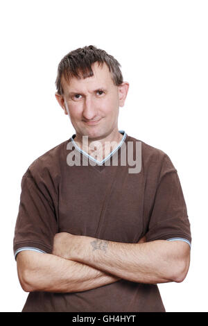 Real man in the studio on a white background Stock Photo