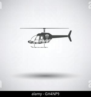 Police helicopter icon on gray background with round shadow. Vector illustration. Stock Vector