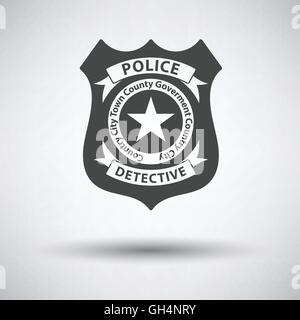Police badge icon on gray background with round shadow. Vector illustration. Stock Vector