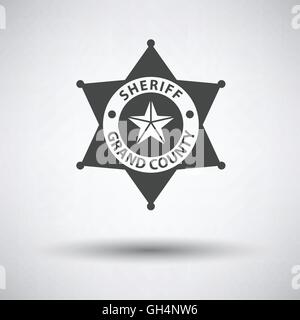 Sheriff badge icon on gray background with round shadow. Vector illustration. Stock Vector