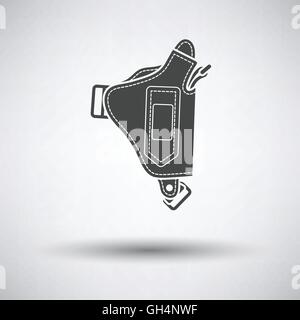 Police holster gun icon on gray background with round shadow. Vector illustration. Stock Vector
