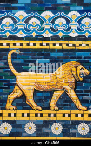 geography / travel, Iraq, modern mural painting of the lion of Babylon, Babylon, Additional-Rights-Clearance-Info-Not-Available Stock Photo