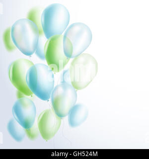 light blue and green balloons background Stock Photo