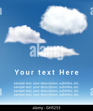 realistic white clouds on blue sky background Stock Photo