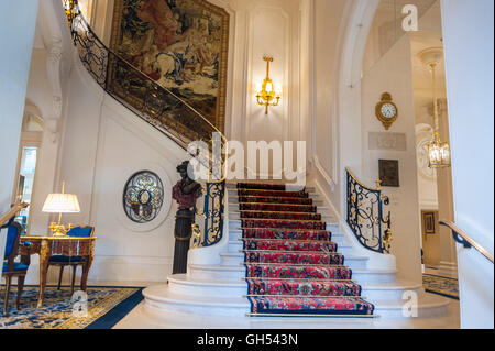 Paris, France, Inside, The Hôtel Ritz, Luxury Interior Design, Hallway Stairway, fancy hotel traditional luxury interiors Stock Photo