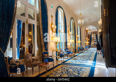 Paris, France, Inside, The Hôtel Ritz, Traditional Luxury Interior Design, Hallway, fancy hotel interiors, historical hotel hallway Stock Photo