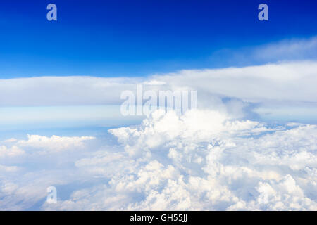 Blue sky with white clouds view from air plane Stock Photo