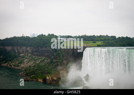 Looking towards the USA over Niagara Falls, Canada. Stock Photo