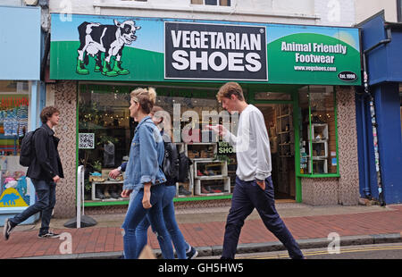 The Vegetarian Shoe Shop in Gardner Street Brighton with is in the North Laine area of the city UK Stock Photo