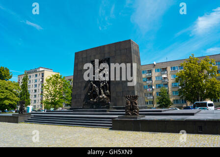 Pomnik Bohaterow Getta, Memorial to ghetto uprising of 1943, Muranow, Warsaw, Poland Stock Photo