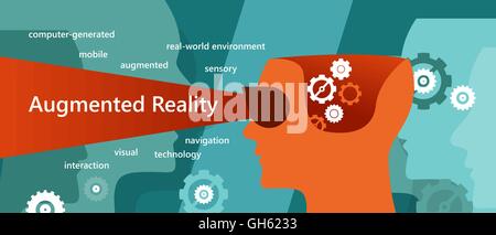 AR augmented reality concept illustration had vision interaction Stock Vector