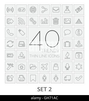 40 Thin Line Icons. Set 2. Vector illustration. Stock Vector