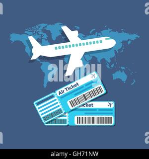 Traveling, Ticket booking concept. Flat design stylish. Isolated on color background Stock Vector